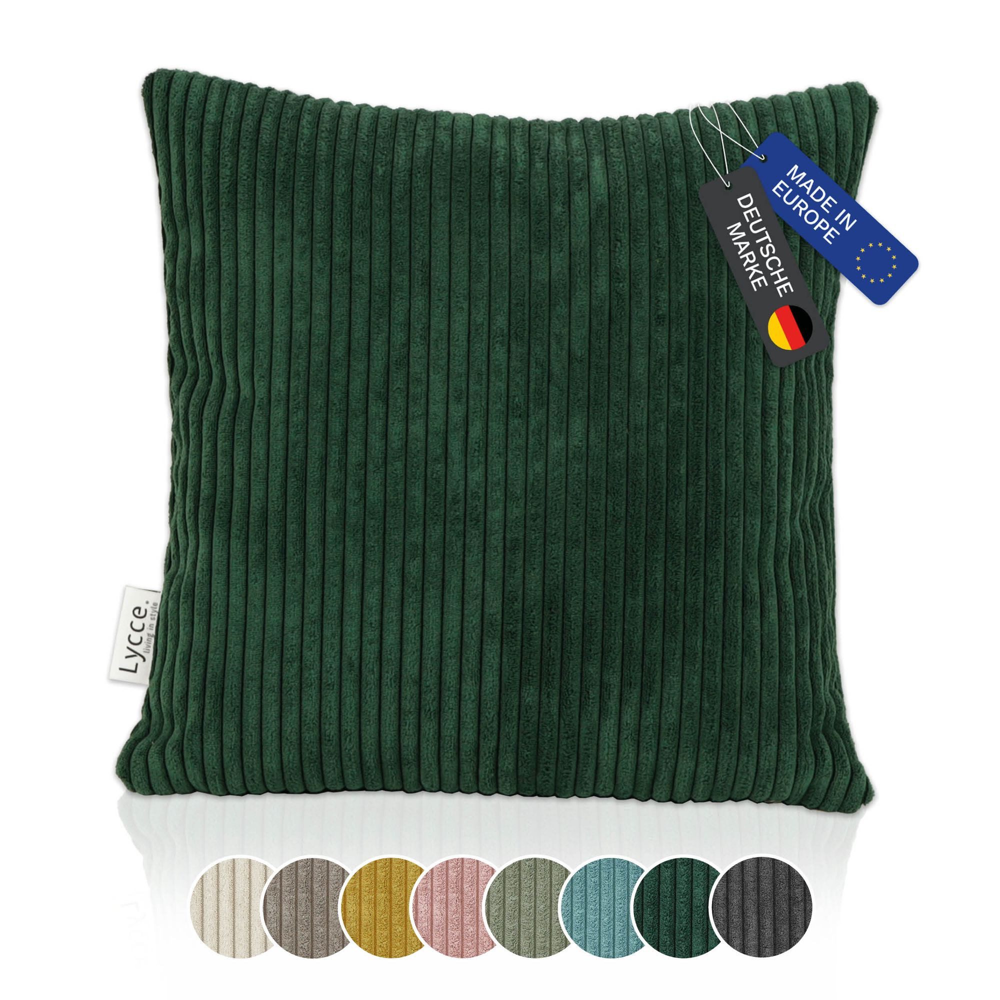Lycce Dekokissen Kissenbezug aus trendigem Cordstoff (40x40cm), grün