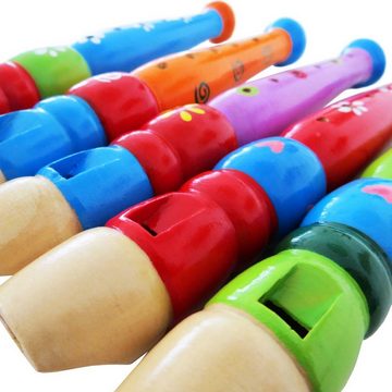 keepdrum KFL1OR Flöte aus Holz für Kinder Orange Blockflöte