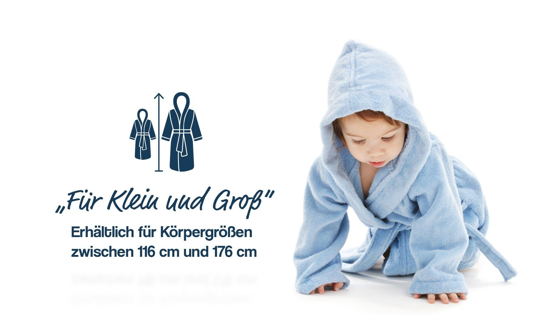 Taschen, und mit Jungen Arus mit zwei Kinderbademantel 100% für Baumwolle, Mädchen, Royalblau farbenfroh Kapuze,