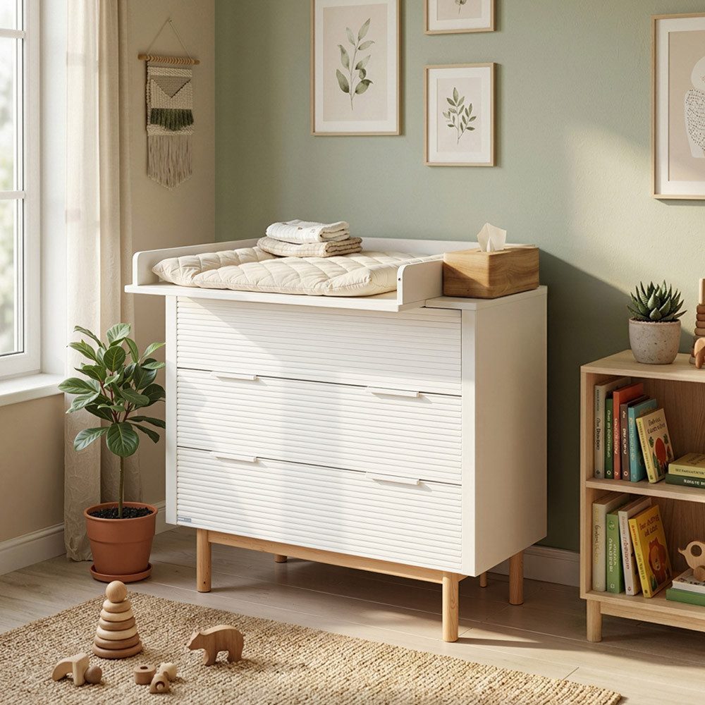 HOME DELUXE Wickelregal COCO, wickelauflage abnehmbar, 3 Schubläden, Wickelkommode, Kommode