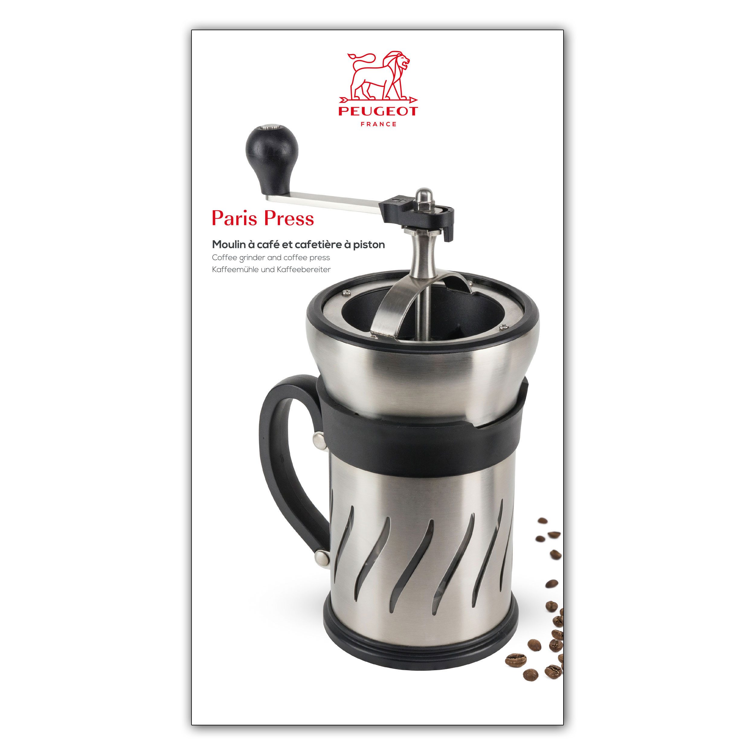PEUGEOT Kaffeemühle PARIS PRESS 15cm 2in1 Frenchpress Kaffeebereiter