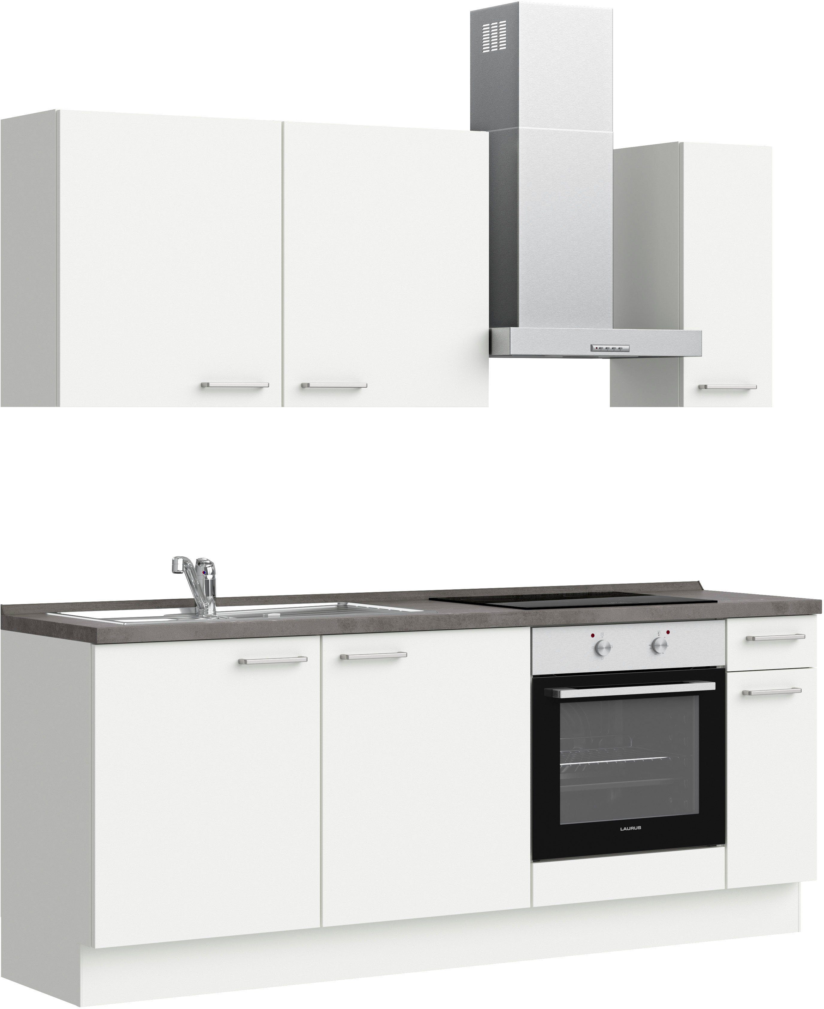 nobilia® elements Küche elements, vormontiert, Breite 210 cm, ohne E-Geräte grau|weiß