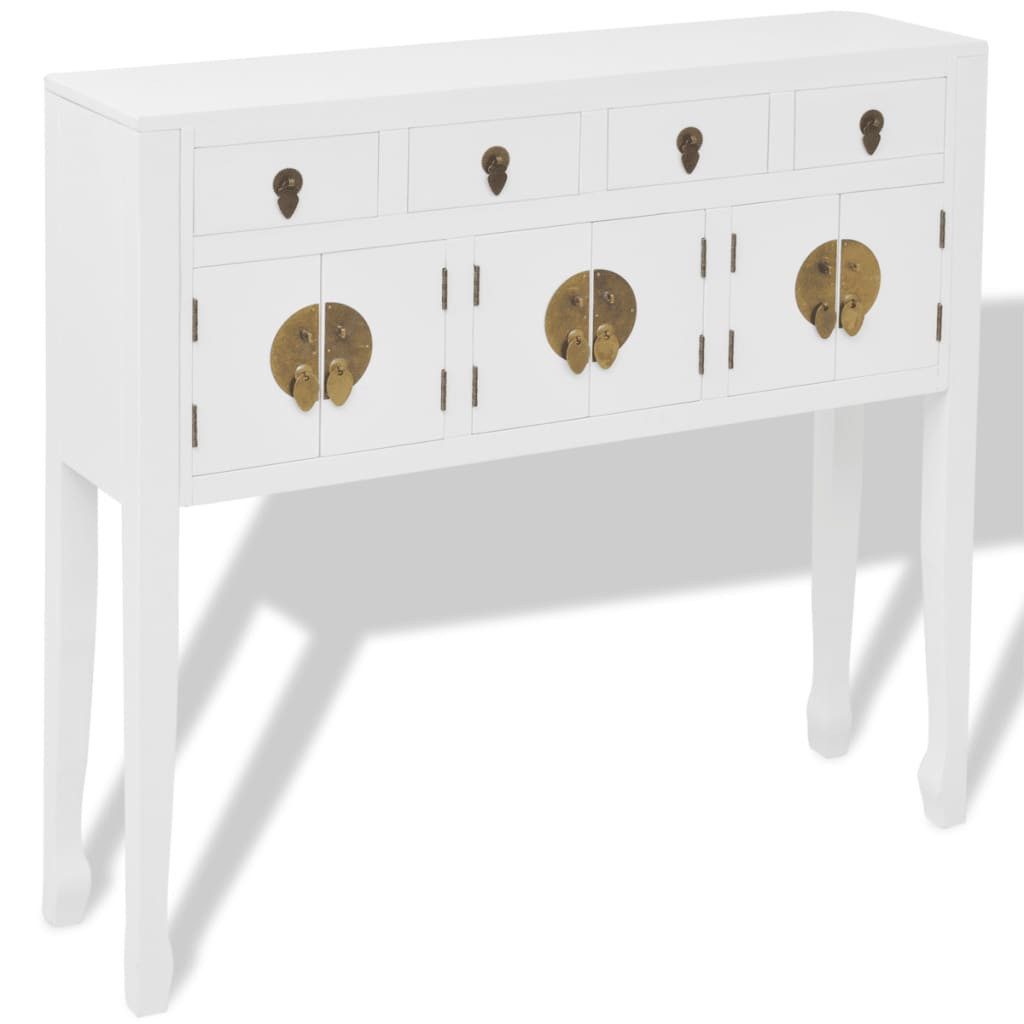 vidaXL Sideboard Sideboard im chinesischen Stil Massivholz Weiß