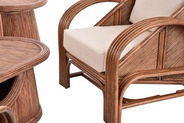 Krines Home Sitzgruppe Lounge Set Déco Sitzgruppe aus echtem Rattan Garnitur für 5 Personen, (5-tlg), Rattanmöbel, Wintergarten, Wohnzimmer