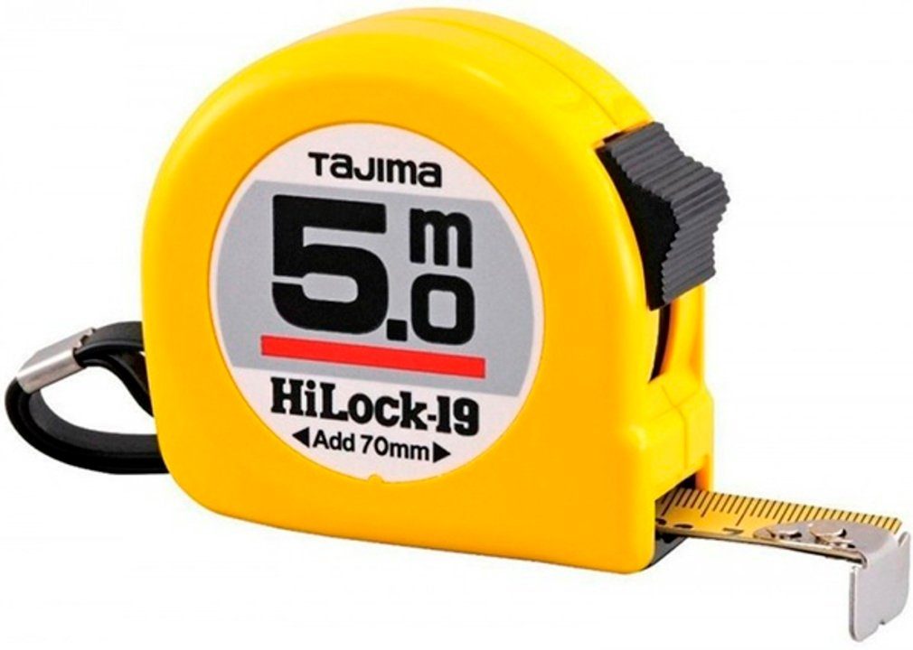 Tajima Maßband TAJIMA HI-LOCK Bandmass 5m/19mm gelb, TAJ-11077