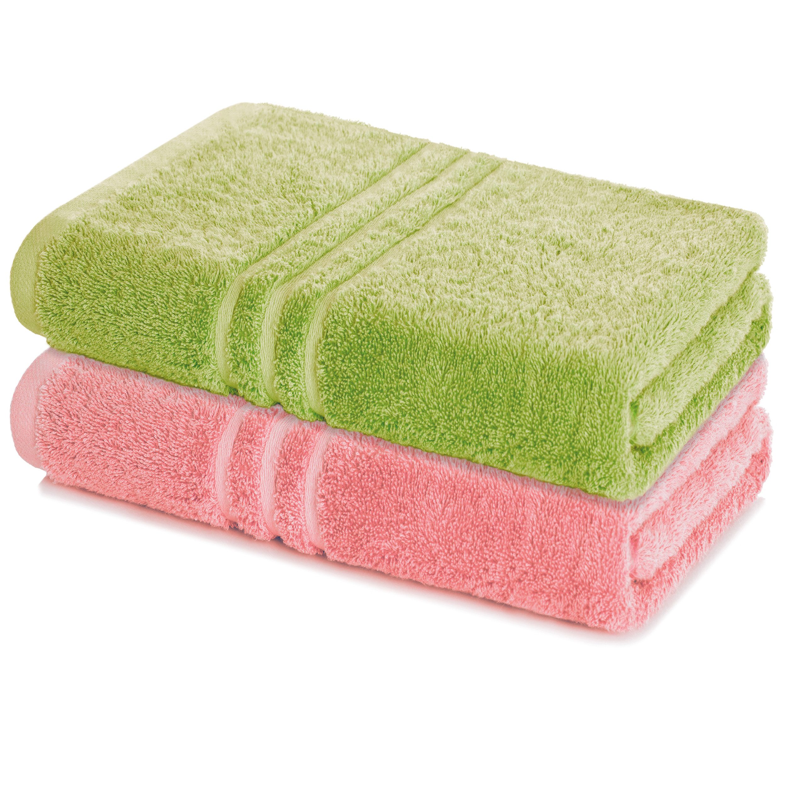 Lavea Badetuch Elena 2er Set Badetücher 100x150 cm, Duschtuch, 500 g/m² Frottier, weich & saugstark, pflegeleicht