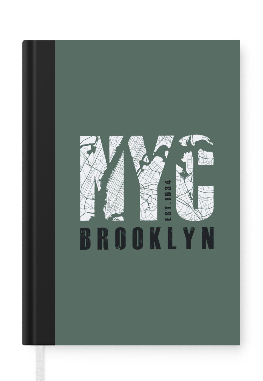 MuchoWow Notizbuch New York - NYC - Grün, Journal, Merkzettel, Tagebuch, Notizheft, A5, 98 Seiten, Haushaltsbuch