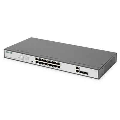 Digitus 16-Port Fast Ethernet PoE Switch, 19 Zoll, Netzwerk-Switch (PoE-Funktion)