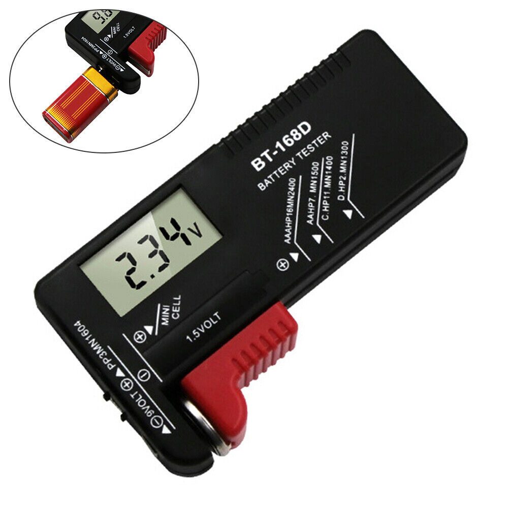 Hikity Spannungsprüfer Batterietester digital universal 1,5V 9V Mignon Micro Tester Batterie, (LCD Display Digital, BT-168D Universeller Batterie), Volt-Checker AA/AAA