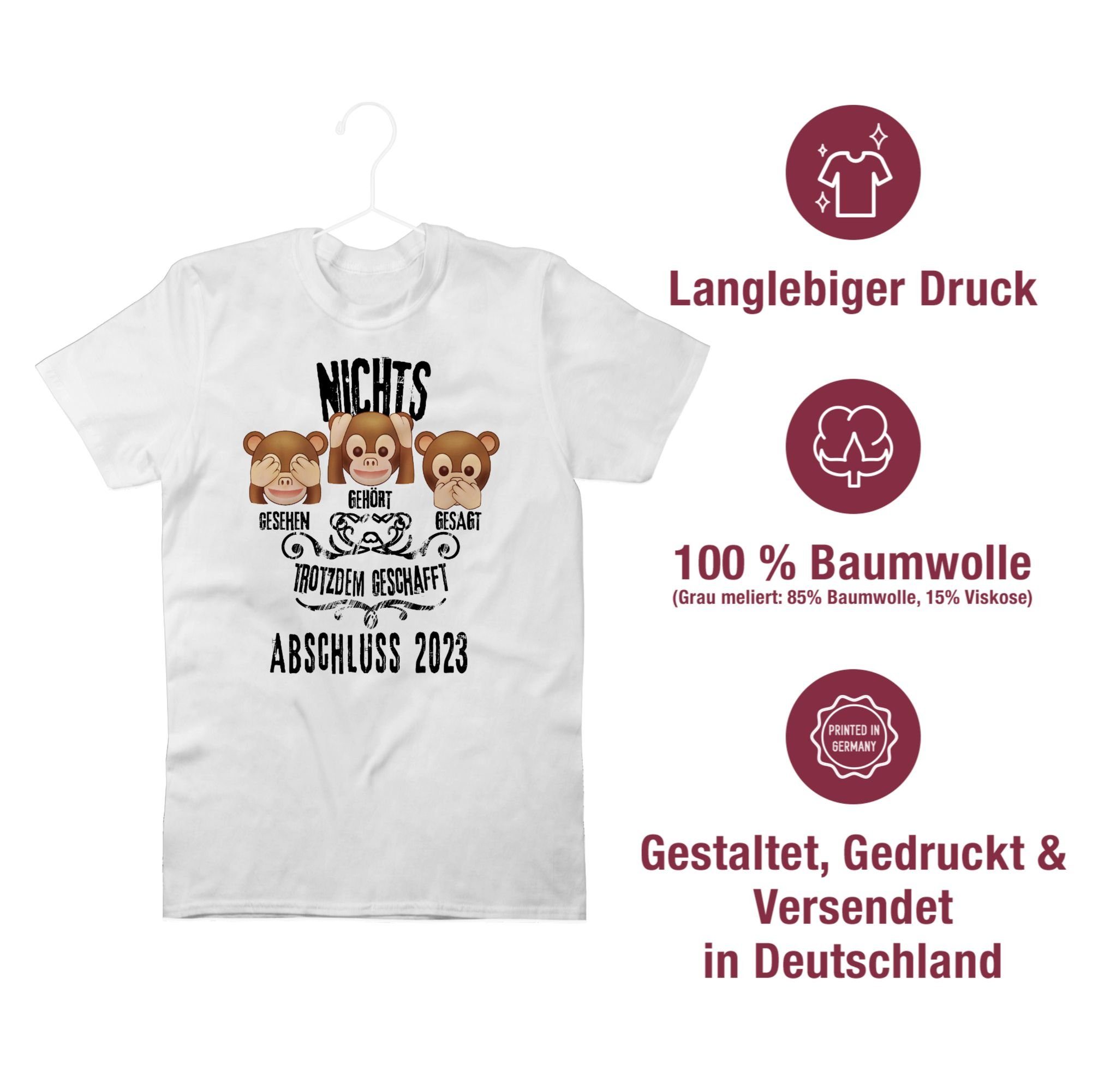Shirtracer T-Shirt 3 Affen ABSCHLUSS Geschenk Emoticons 2023 Abitur Weiß & 3 2024 Abschluss