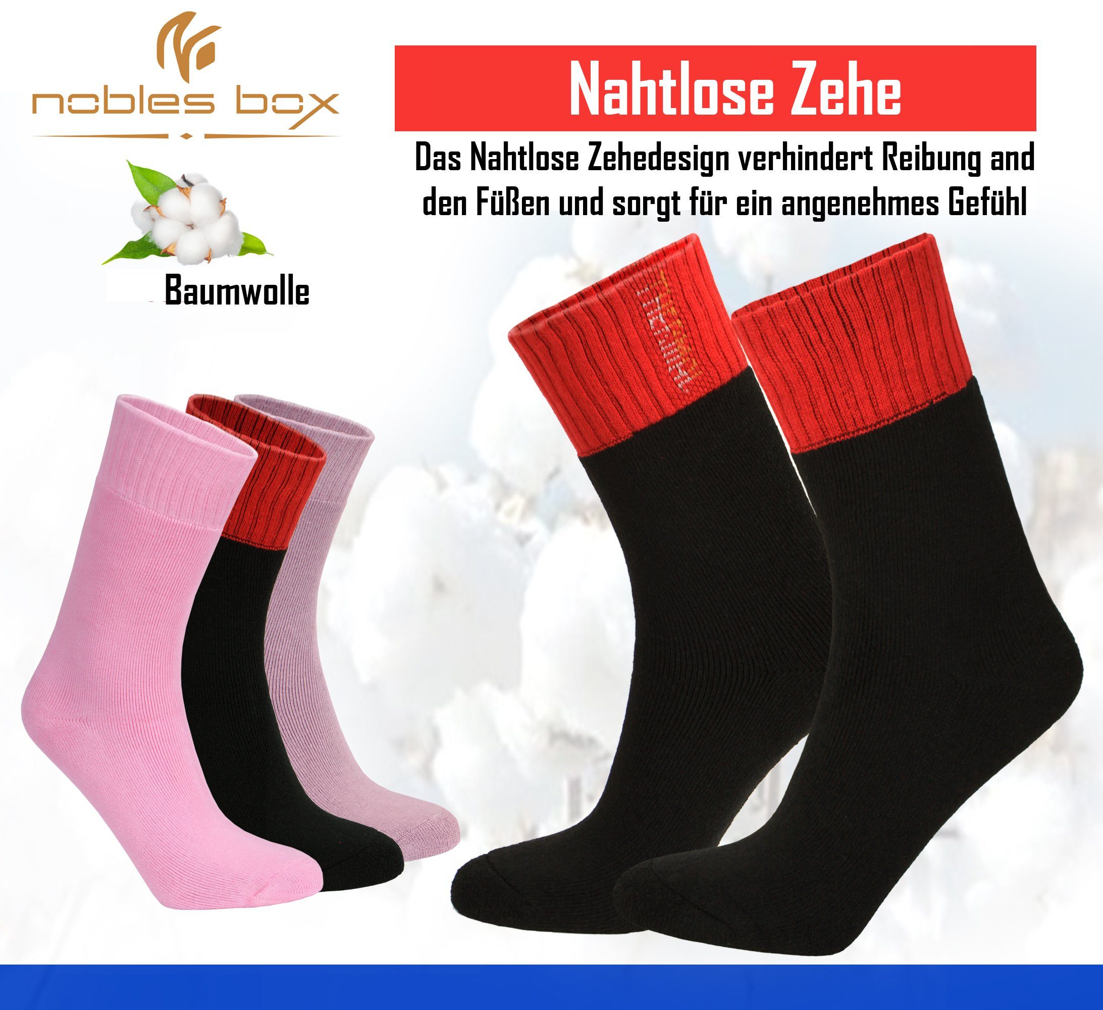 NoblesBox Thermosocken Damen Wintersocken (Beutel, 3-Paar, 37-40 EU Größe) Damen Warme Socken, Damen Arbeitssocken