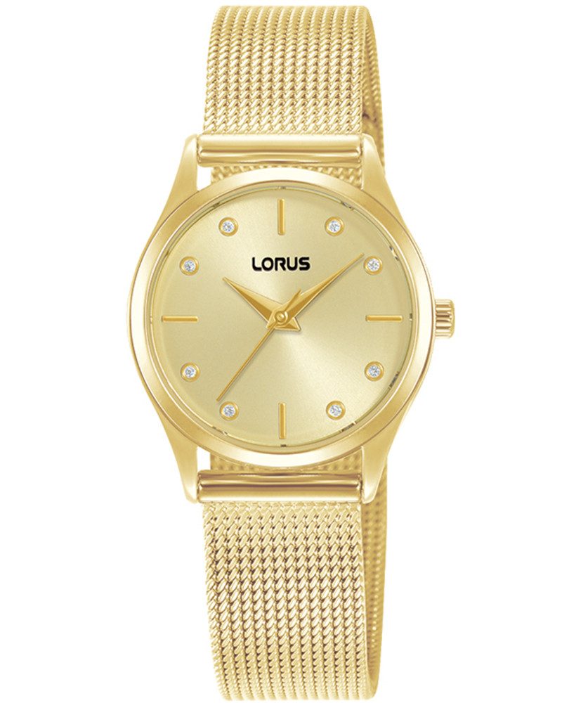 LORUS Quarzuhr RG212ZX9, Armbanduhr, Damenuhr, Edelstahlarmband, analog, Glassteine
