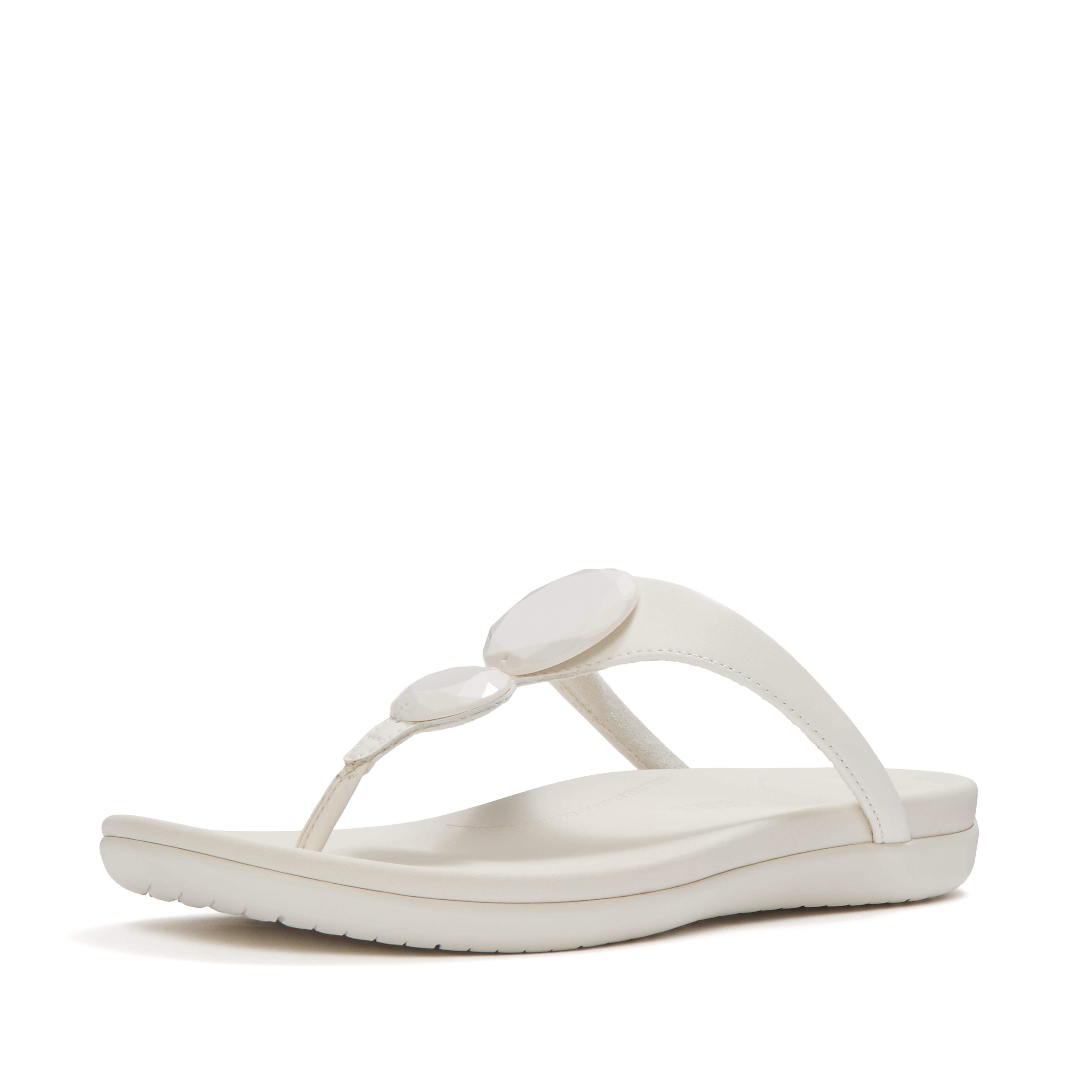 Fitflop SOLAY GLOSSY-DISC TOE-POST SANDALS Zehentrenner Dianette, Sommerschuh mit Metallic Detail