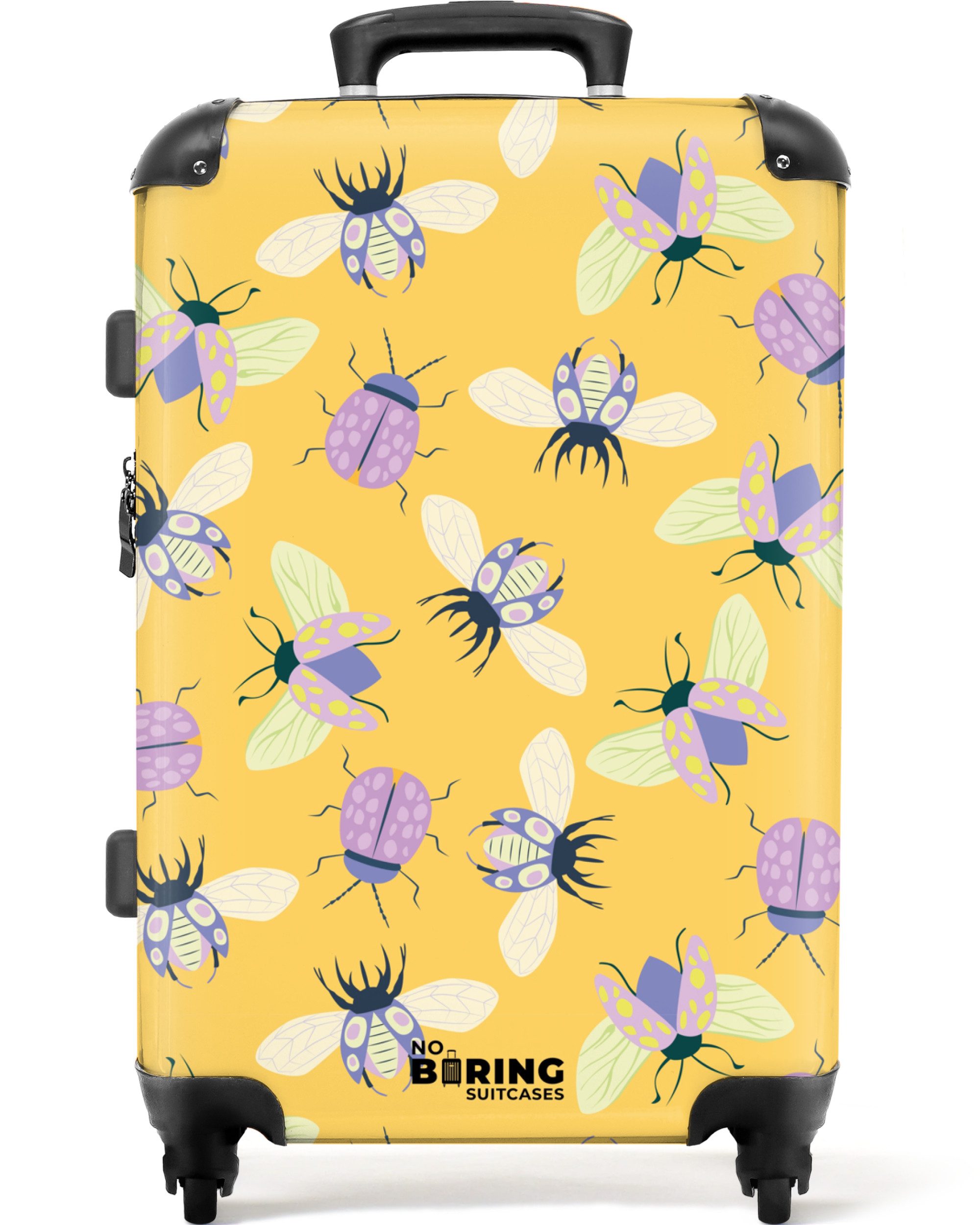 NoBoringSuitcases.com© Hartschalen-Trolley Gelb mit Insekten 67 günstig online kaufen