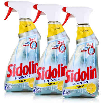 SIDOLIN Sidolin Streifenfrei Zitrus 500ml - Glasreiniger, Fensterreiniger (3er Glasreiniger
