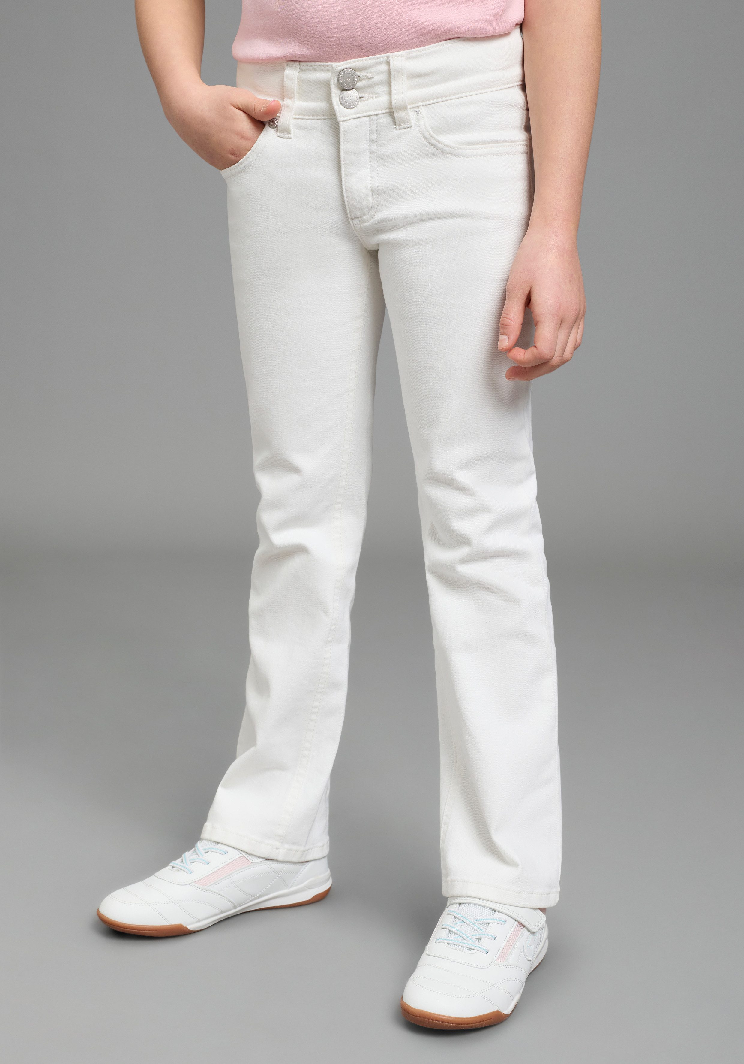 KangaROOS Stretch-Jeans Kangaroos Jeans flared, leicht ausgestellt ausgestelltes Bein, für Mädchen, aus elastischem Twill-Material