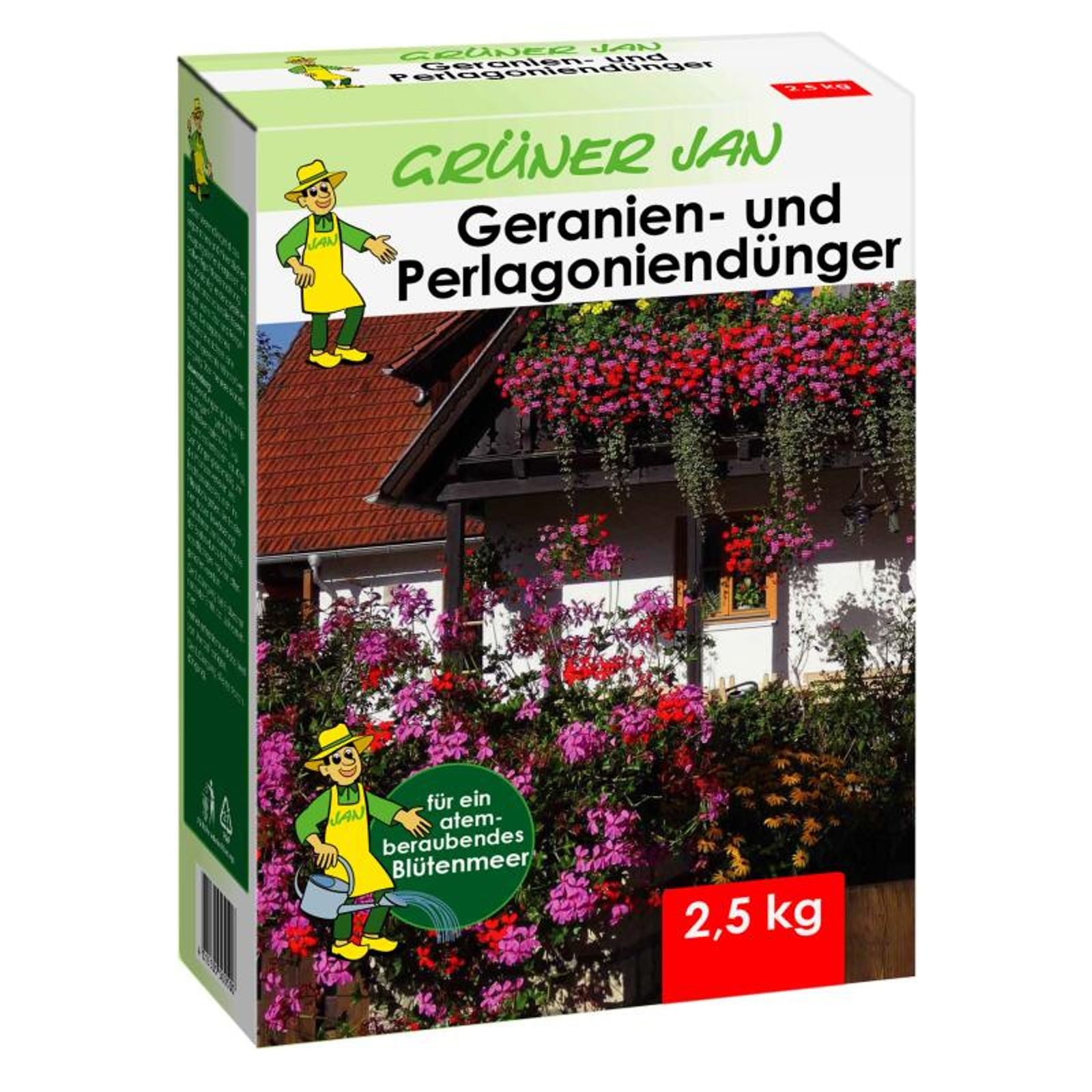 BURI Pflanzendünger 2,5kg Grüner Jan Geranien- und Pelargoniendünger Zierpflanzen