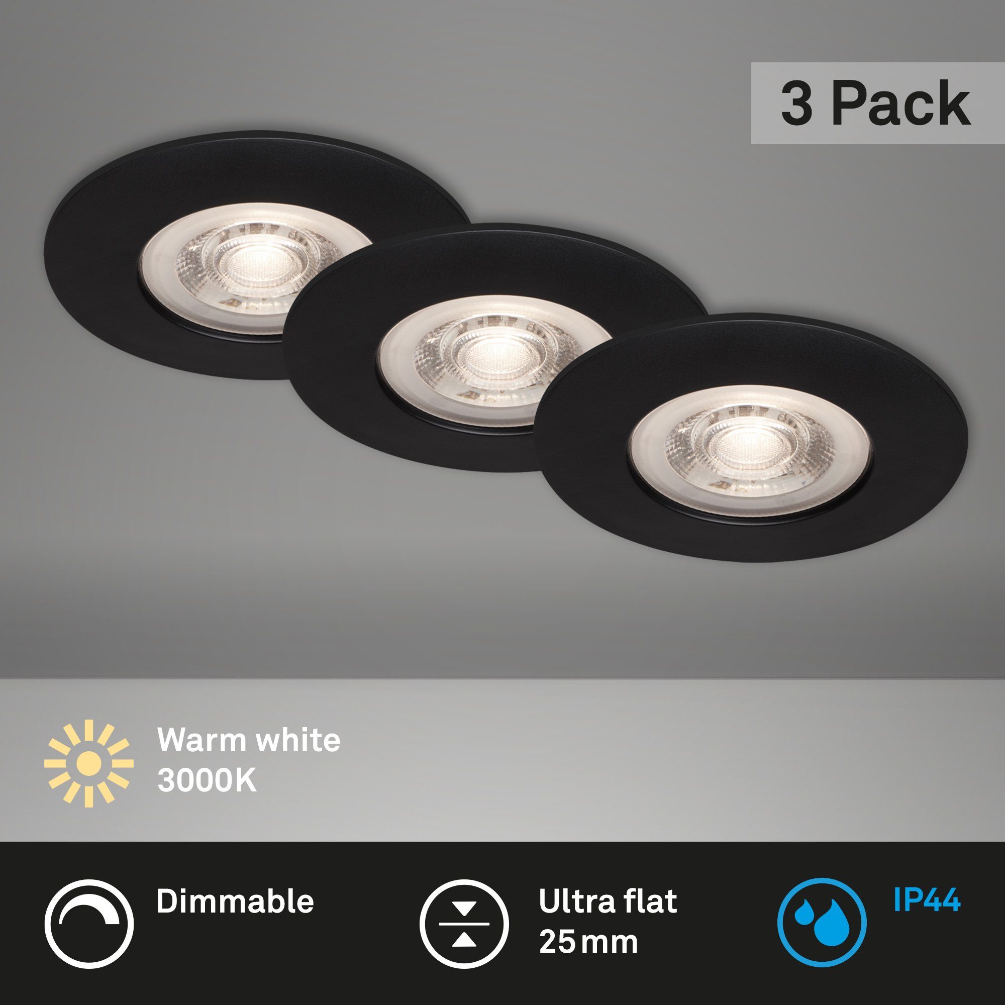 Briloner Leuchten LED Einbaustrahler »7047-035«, Einbauleuchte 3er SET für  Bad IP44 dimmbar Ø 9cm online kaufen | OTTO