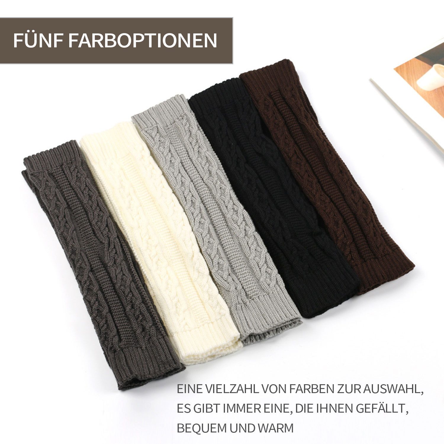 Refttenw Beinstulpen 2 Paare Gestrickter Beinwärmer Stulpe Leg 39x9cm mit Zopfmuster