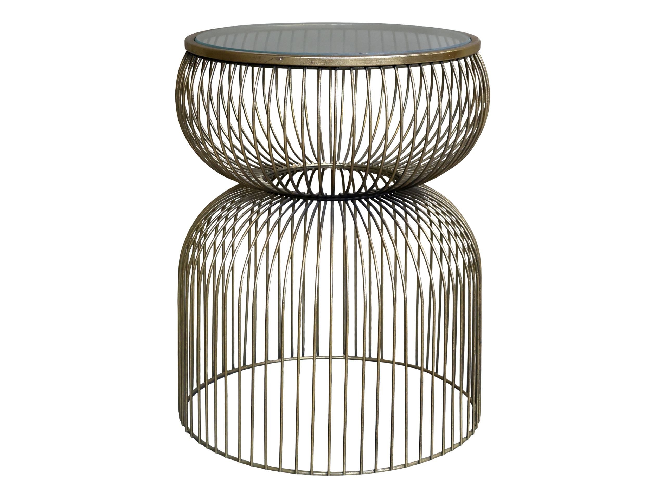 Chic Antique Couchtisch Couchtisch Beistelltisch Curved Messing Antik-Finish Hoch Ø40cm