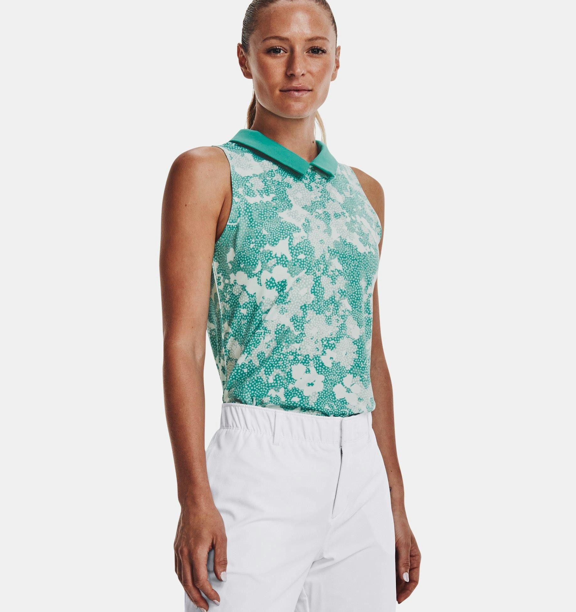 Under Armour® Poloshirt Under Armour Golf Polo Zinger Rise Ärmellos Türkis Damen