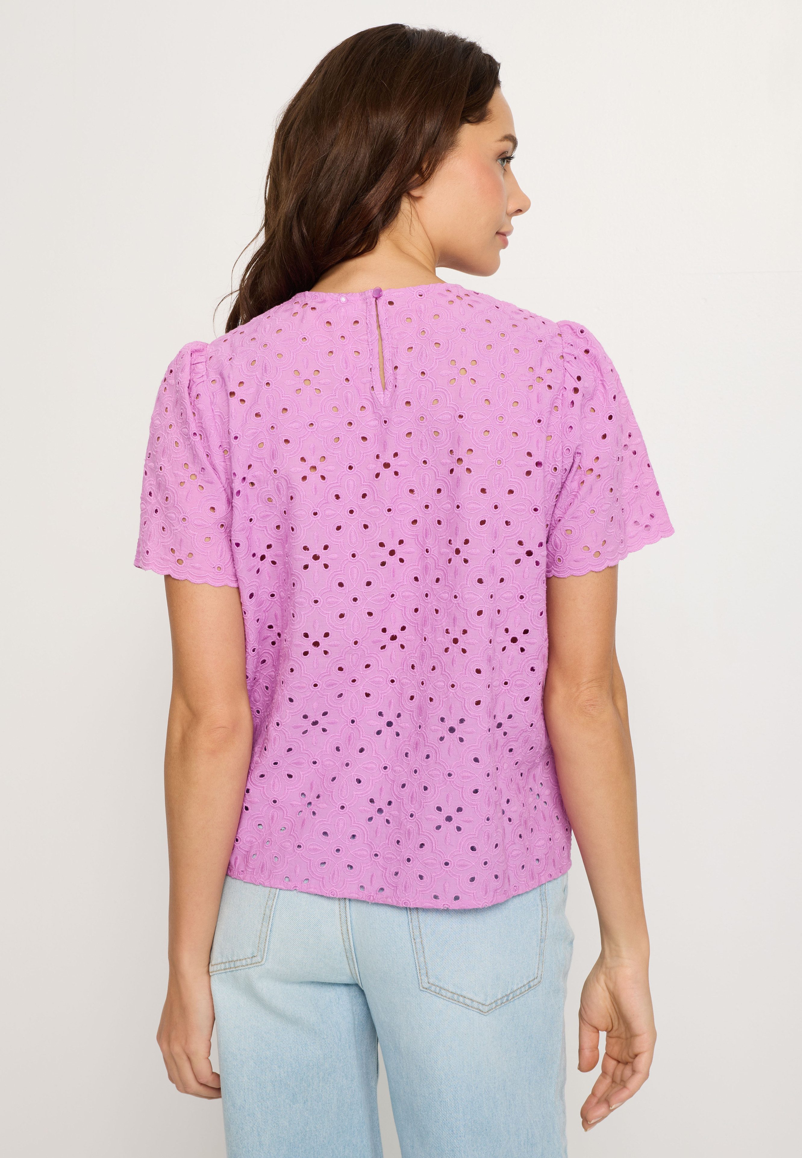 LASCANA Kurzarmbluse mit Lochstickerei, Damenbluse, casual-elegant