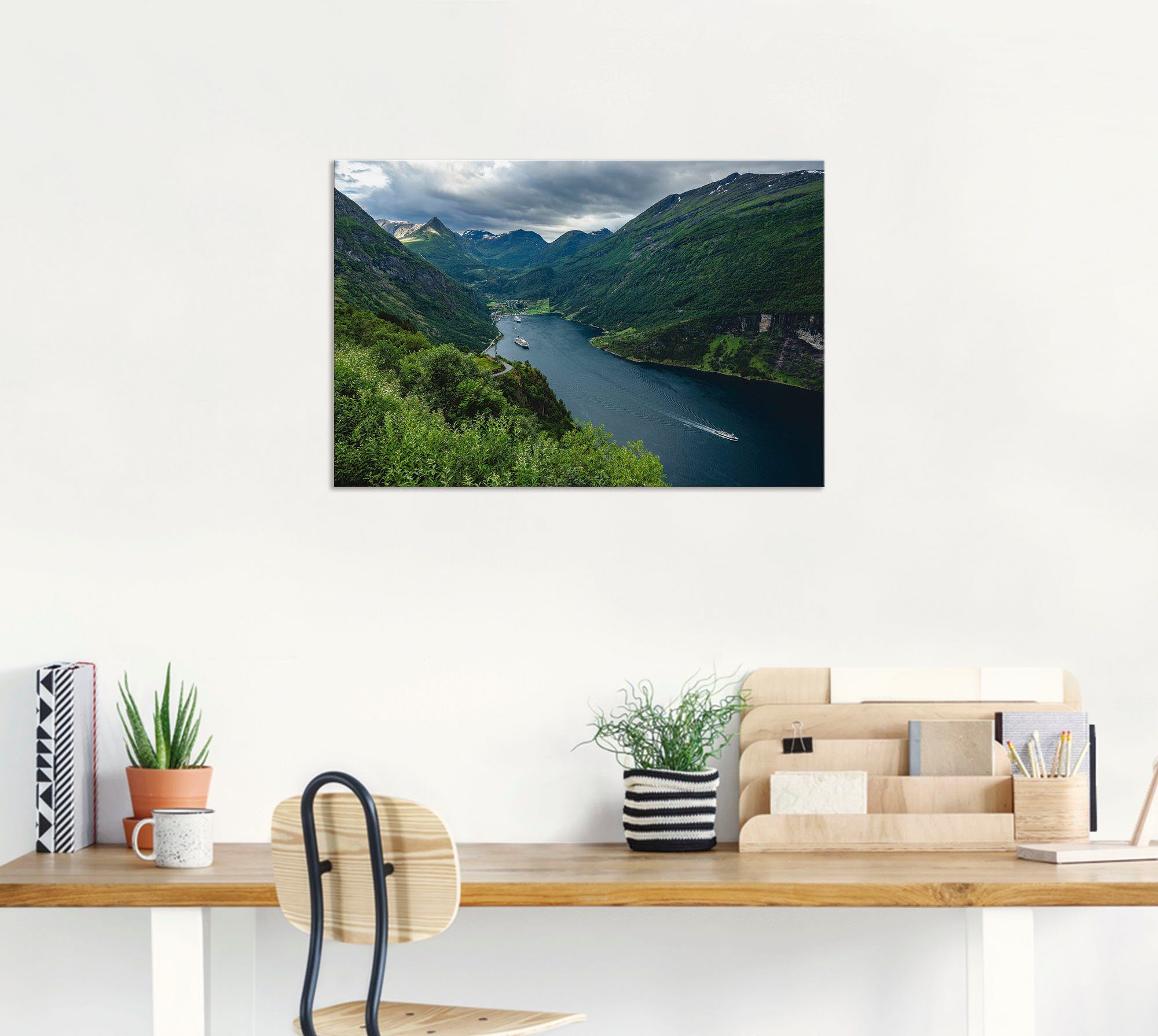 Artland Wandbild Blick auf den Geirangerfjord Norwegen, Küste (1 St), als Alubild, Leinwandbild in verschied. Größen