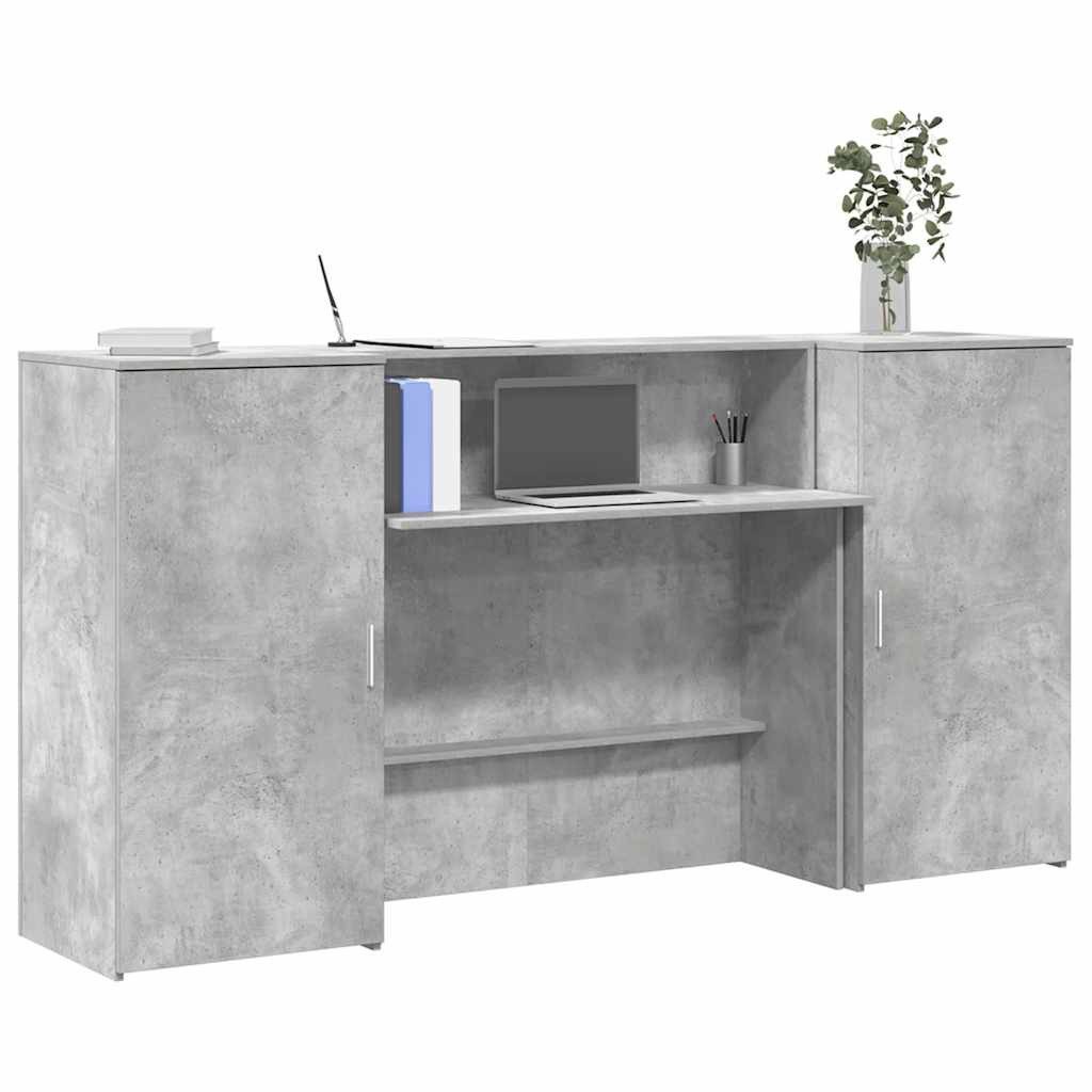 vidaXL Schreibtisch Empfangstheke Betongrau 200x50x103,5 cm Holzwerkstoff