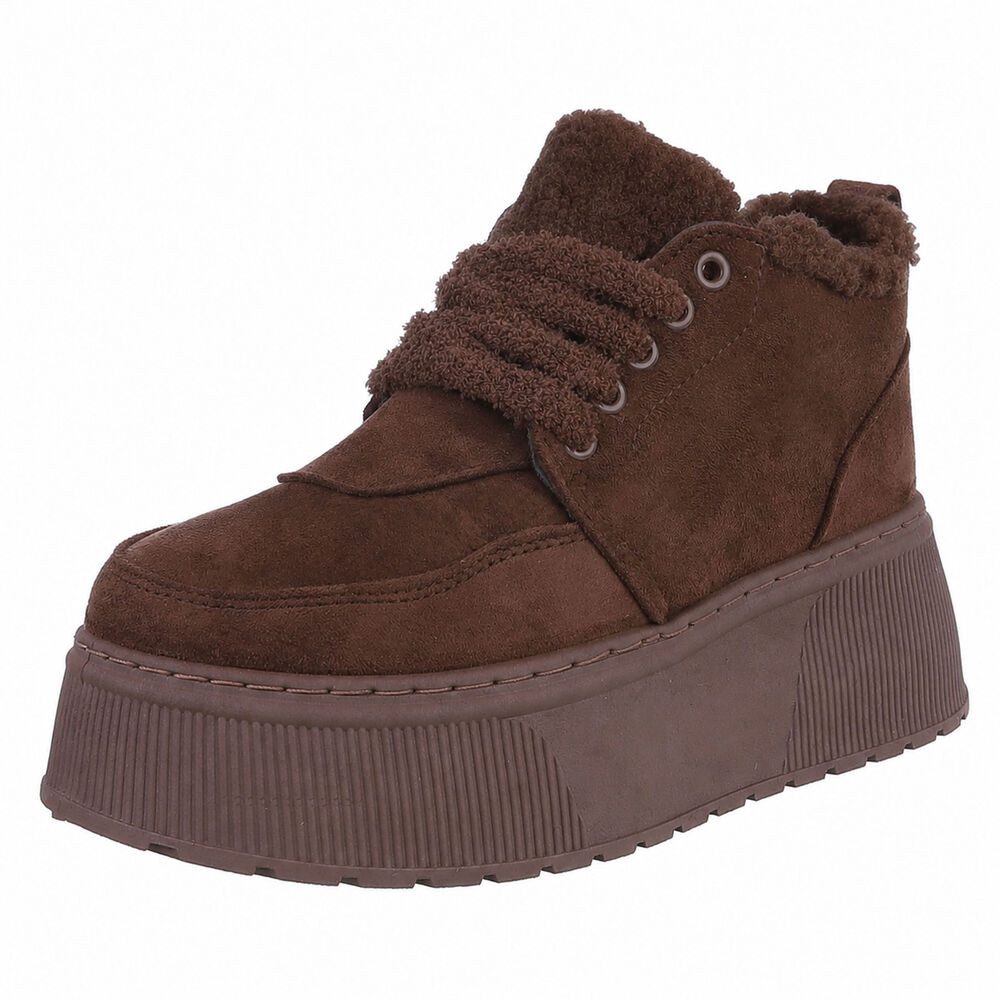 Ital-Design Modische Sneaker mit kuscheliger Fütterung für Damen Snowboots (90458032) Keilabsatz/Wedge Stiefeletten in Braun