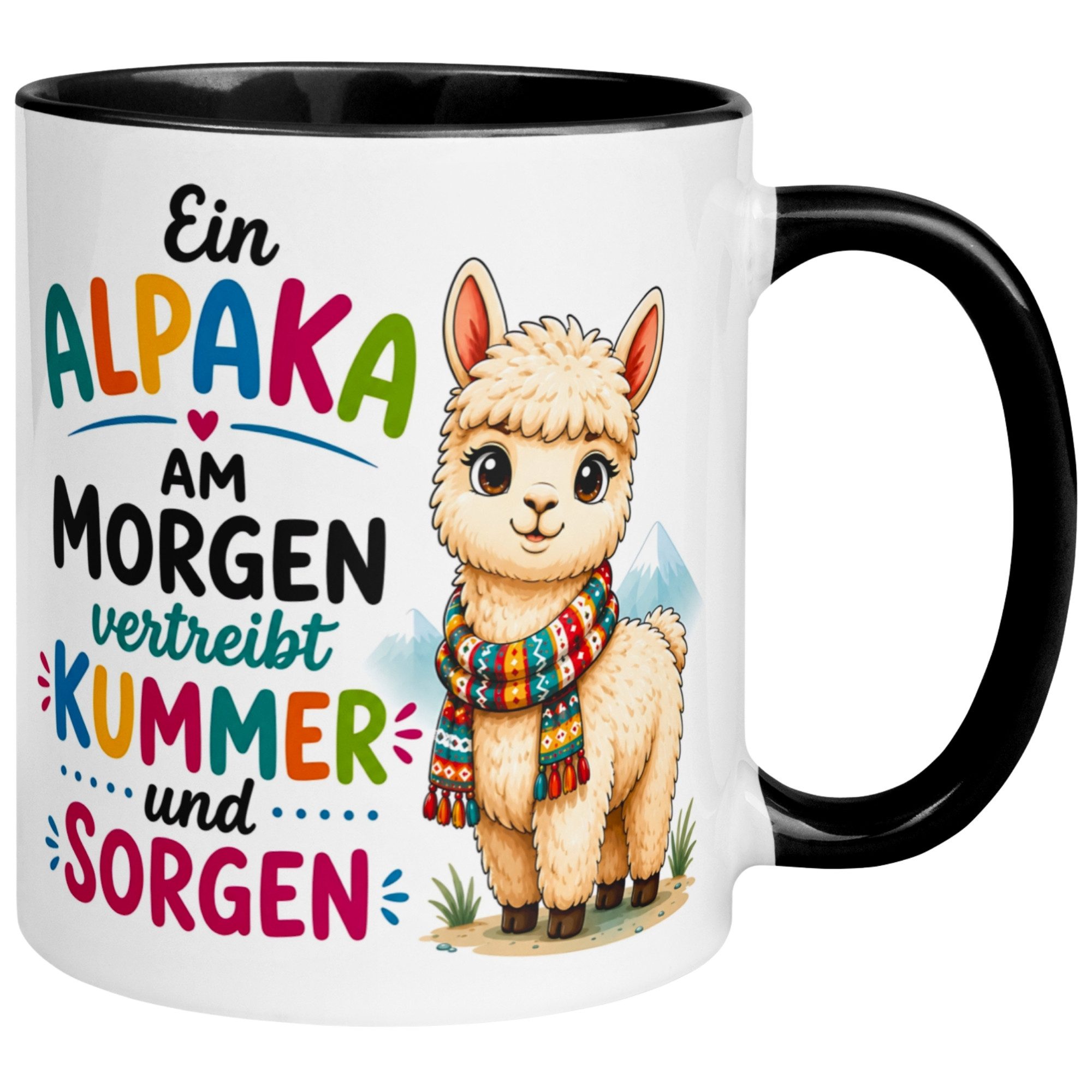 Momentals Tasse Alpaka – „Ein Alpaka am Morgen“ – lustiger Lama Geschenk Becher, Gratis Versand · Links-&Rechtshänder · Spülmaschinenfest