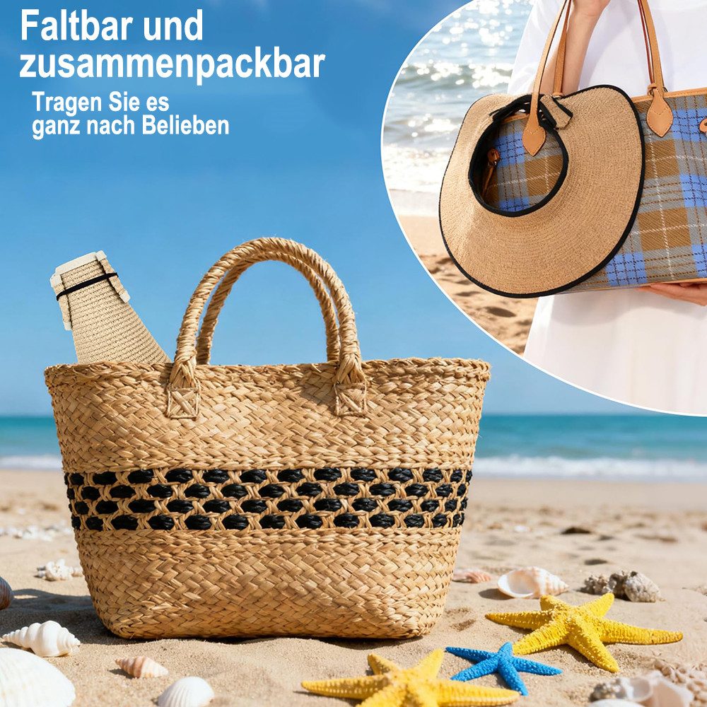 Zaewry Sonnenhut Sonnenhüte mit breiter Krempe, Sonnenhut für Damen,Faltbar rollbar für Outdoor-Abenteuer, Wandern,Pferdeschwanz-Öffnung,Strandhut – Bild 3 von 4