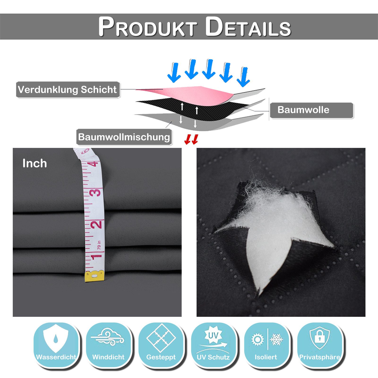 Sunicol Gardine Thermovorhang Kälteschutz Blickdichte Vorhänge mit Ösen (1 günstig online kaufen