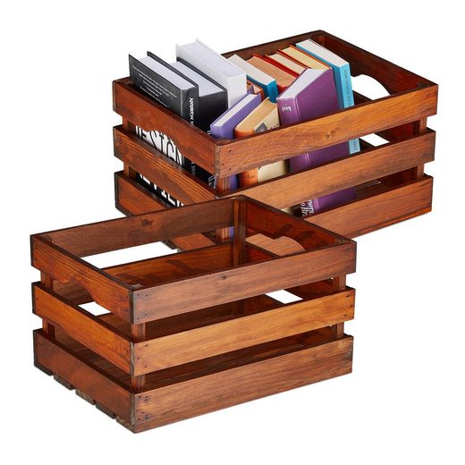 relaxdays Holzkiste »2 x Holzkiste Vintage dunkelbraun groß« online