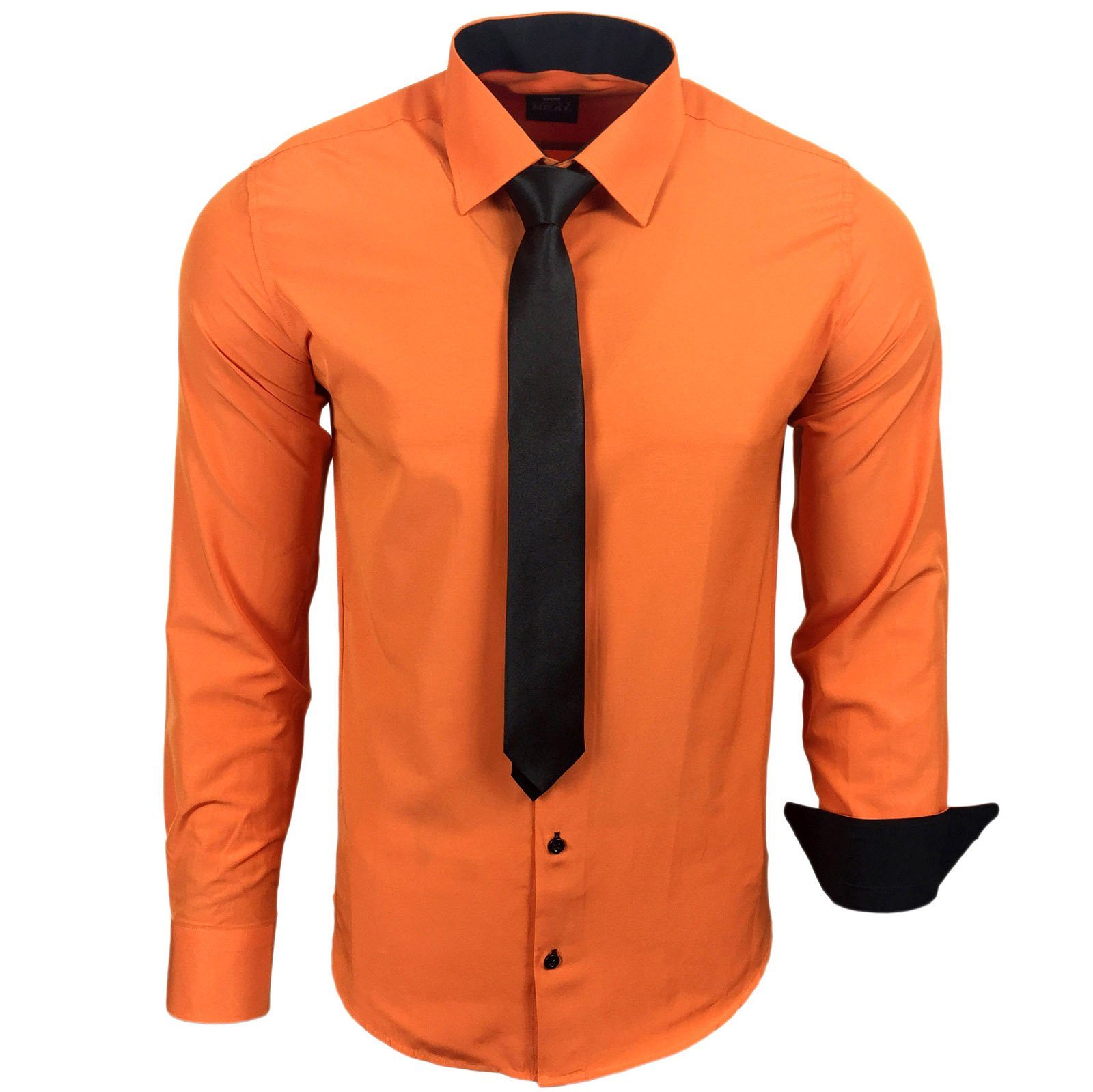 Rusty Neal Langarmhemd im körpernahen Schnitt orange