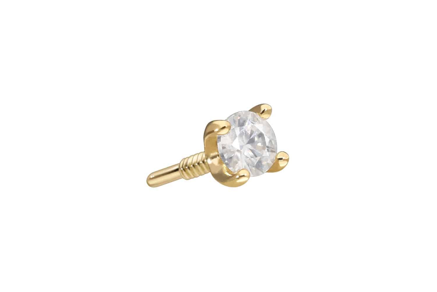 Piercing-Set 14 Karat Gold Schraubaufsatz mit Außengewinde MOISSANIT