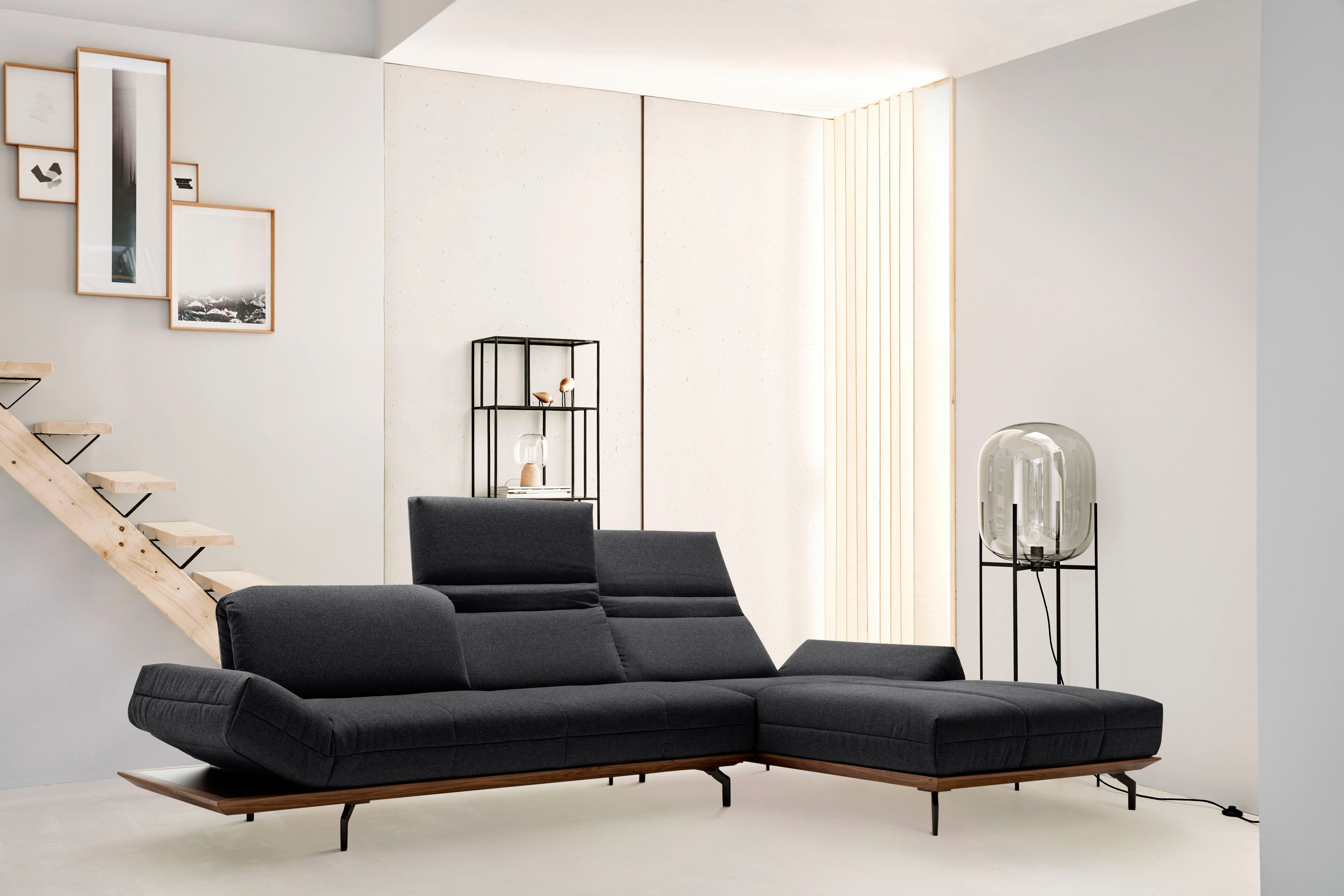 hülsta sofa Ecksofa hs.420, in Nußbaum, 2 Natur in Breite cm 293 Eiche Holzrahmen oder Qualitäten