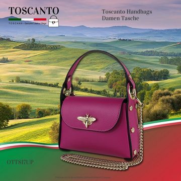 Toscanto Umhängetasche Toscanto Damen Umhängetasche Leder Tasche (Umhängetasche), Damen Umhängetasche Leder, pink, fuchsia, Größe ca. 19cm