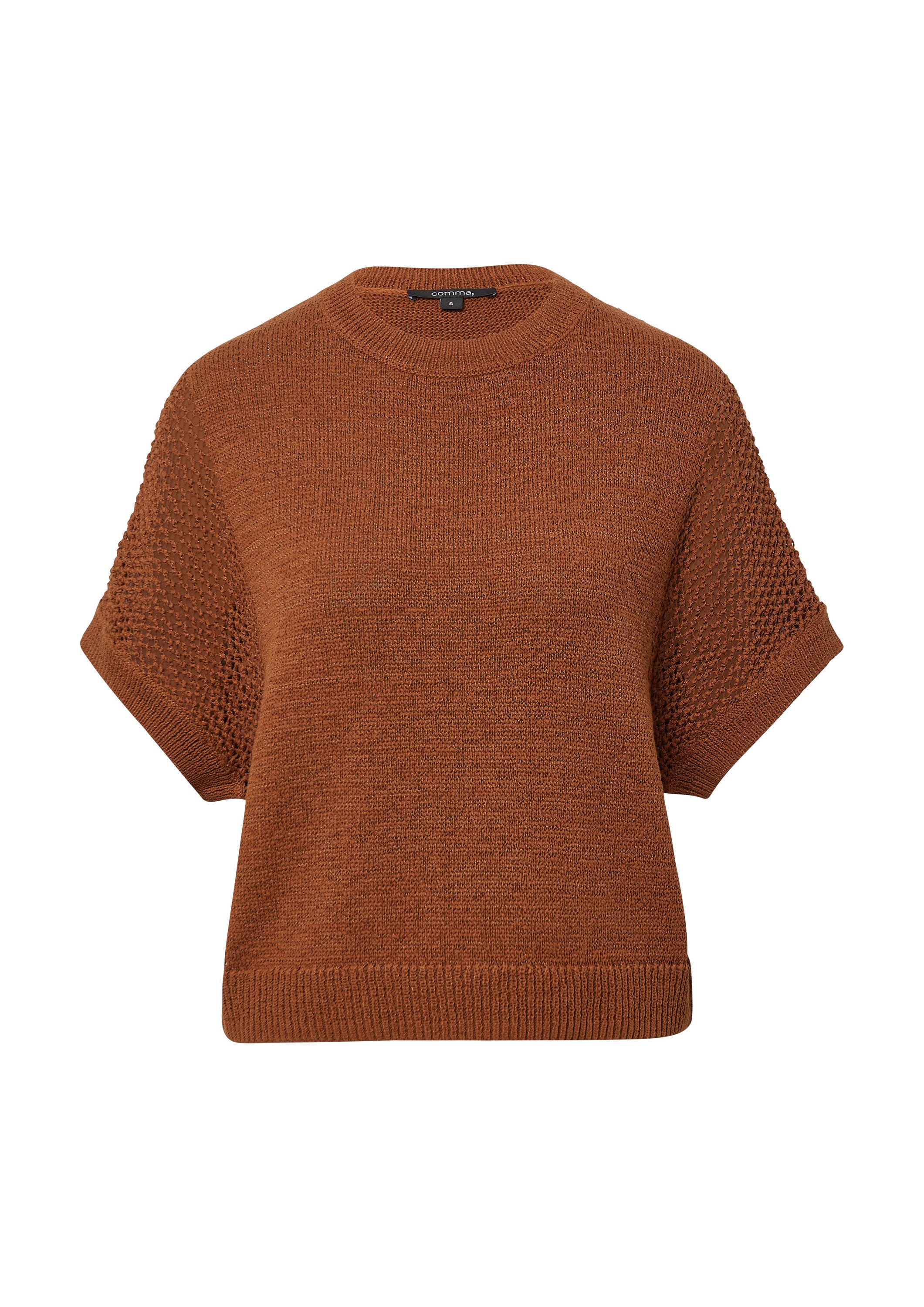 comma Kurzarmpullover Strickpullover Kurzarm-Pullover im Loose Fit aus Ajou günstig online kaufen