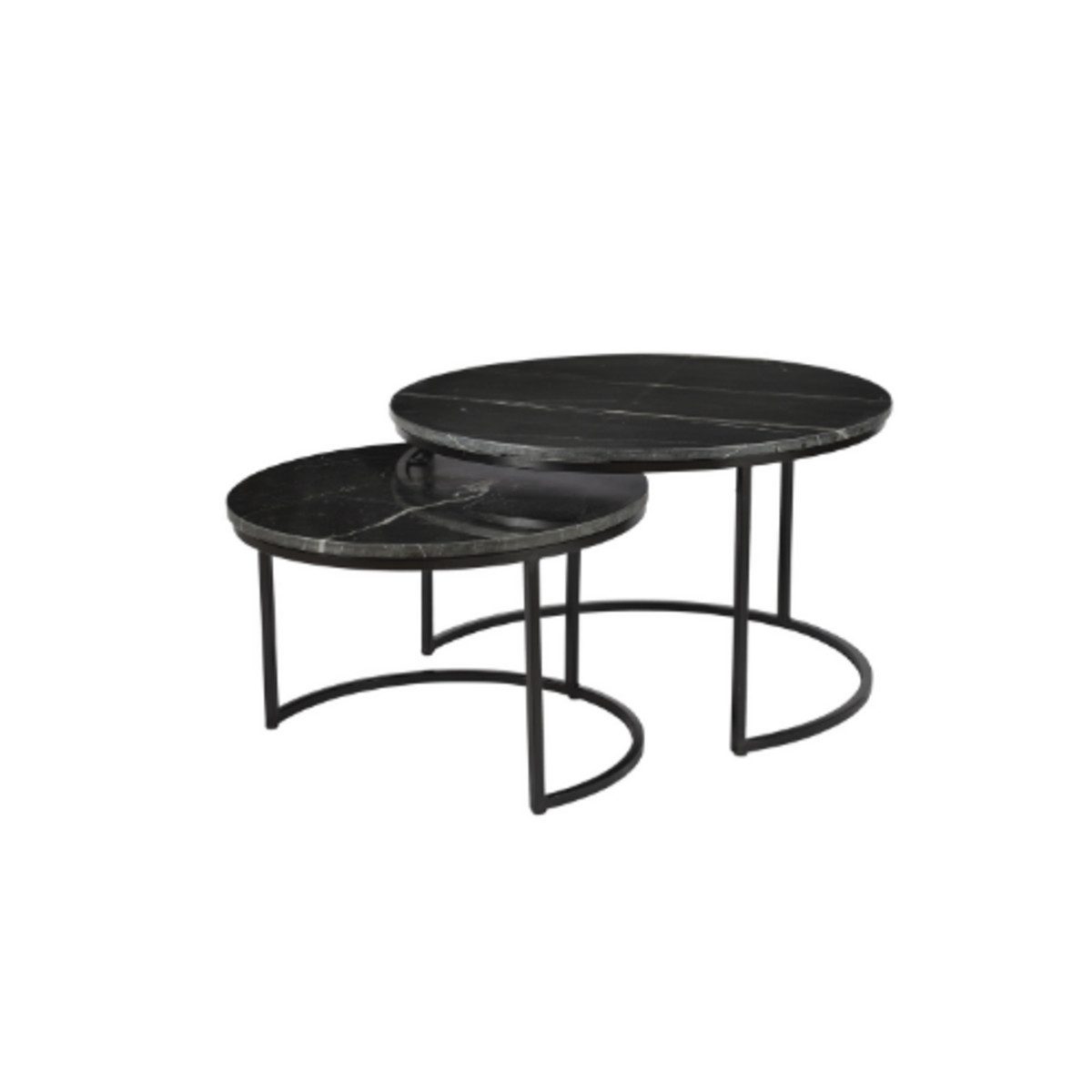 Couchtisch Couchtisch Astra 2er-Set Rund Schwarzer Marmor