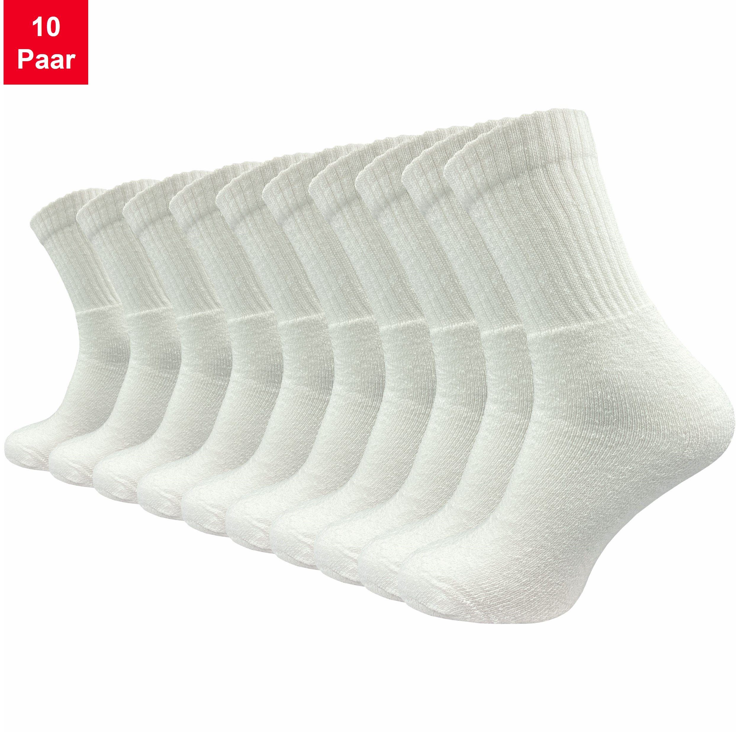 GAWILO Tennissocken für Damen 43-46 39-42 (10 in u.a. Extra Frotteefuß Baumwolle - in grau verstärktem & schwarz, langlebig aus - & dank Sportsocken Herren Paar) weiß und