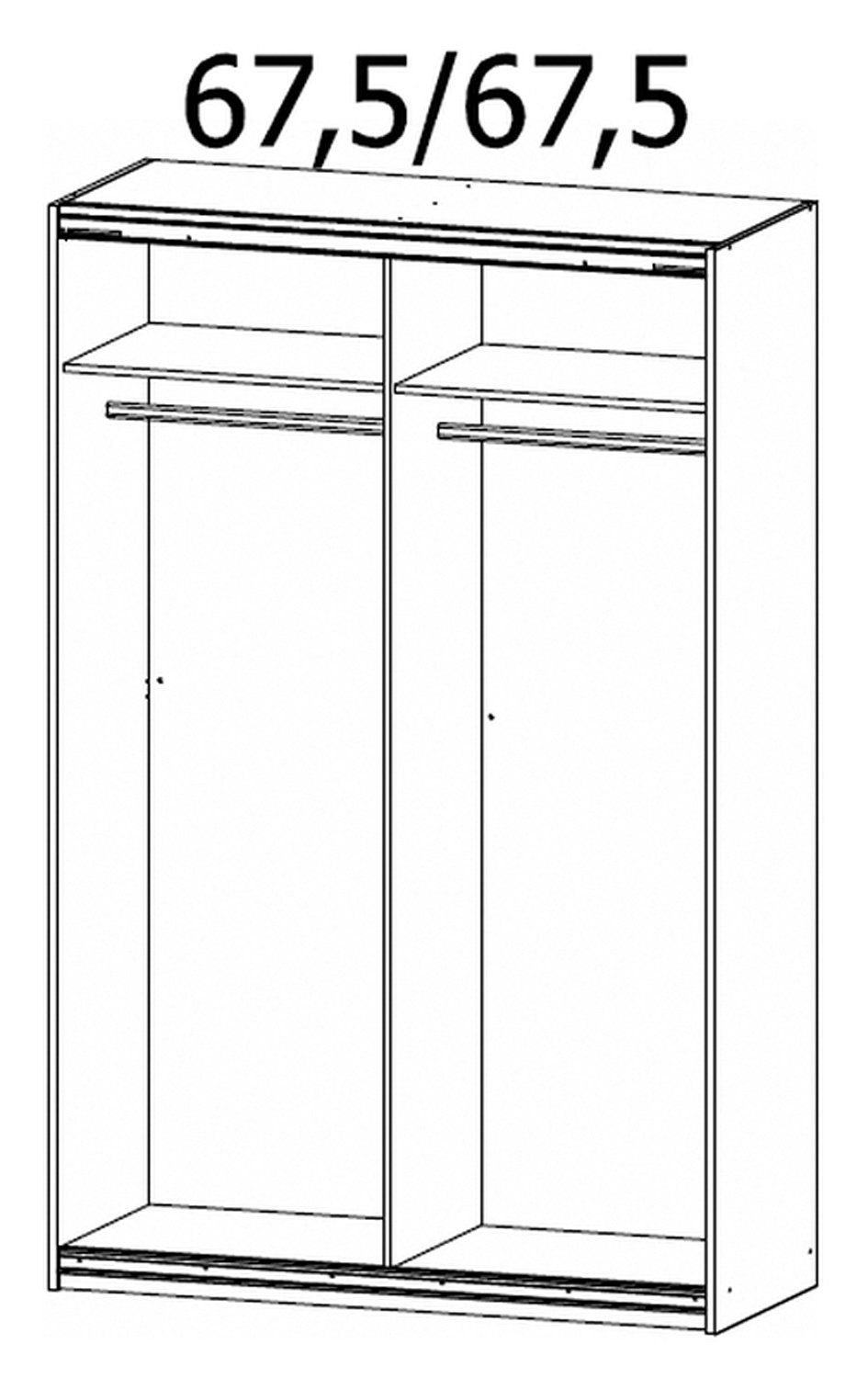 rauch Schwebetürenschrank QUADRA, (1 Schrank) cm, B Türen, 210 136 H Hochglanz, Spiegel 2 Alpinweiß, cm x Weiß mit