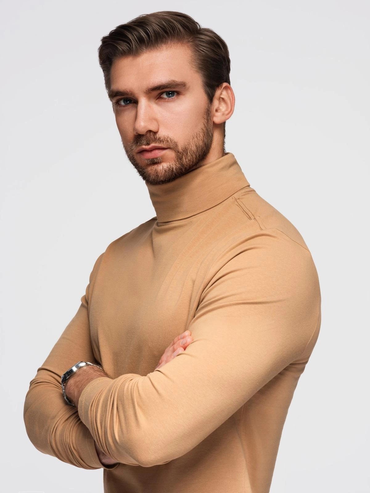 OMBRE Rollkragenpullover Unifarbenes Herren-Longsleeve mit Rollkragen