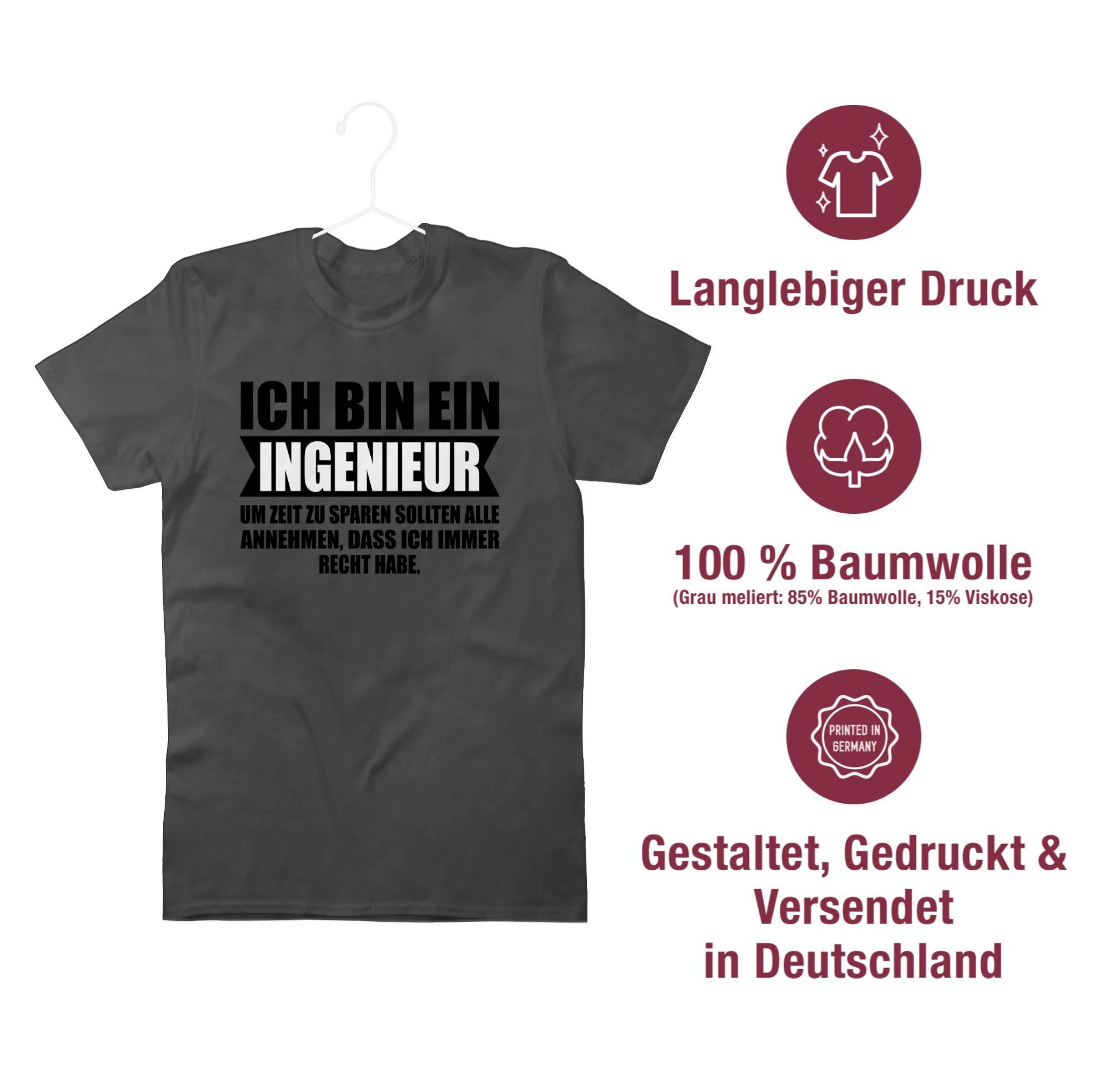 Herren Shirts Shirtracer T-Shirt Ich bin Ingenieur - Beruf und Job Geschenke - Herren Premium T-Shirt Krankenschwester Friseur &