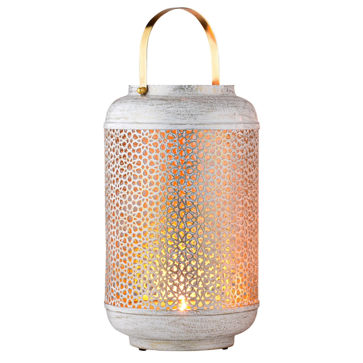Teelichthalter Boho Windlicht-Laterne Anago groß modern aus Metall in Schwarz 30 cm