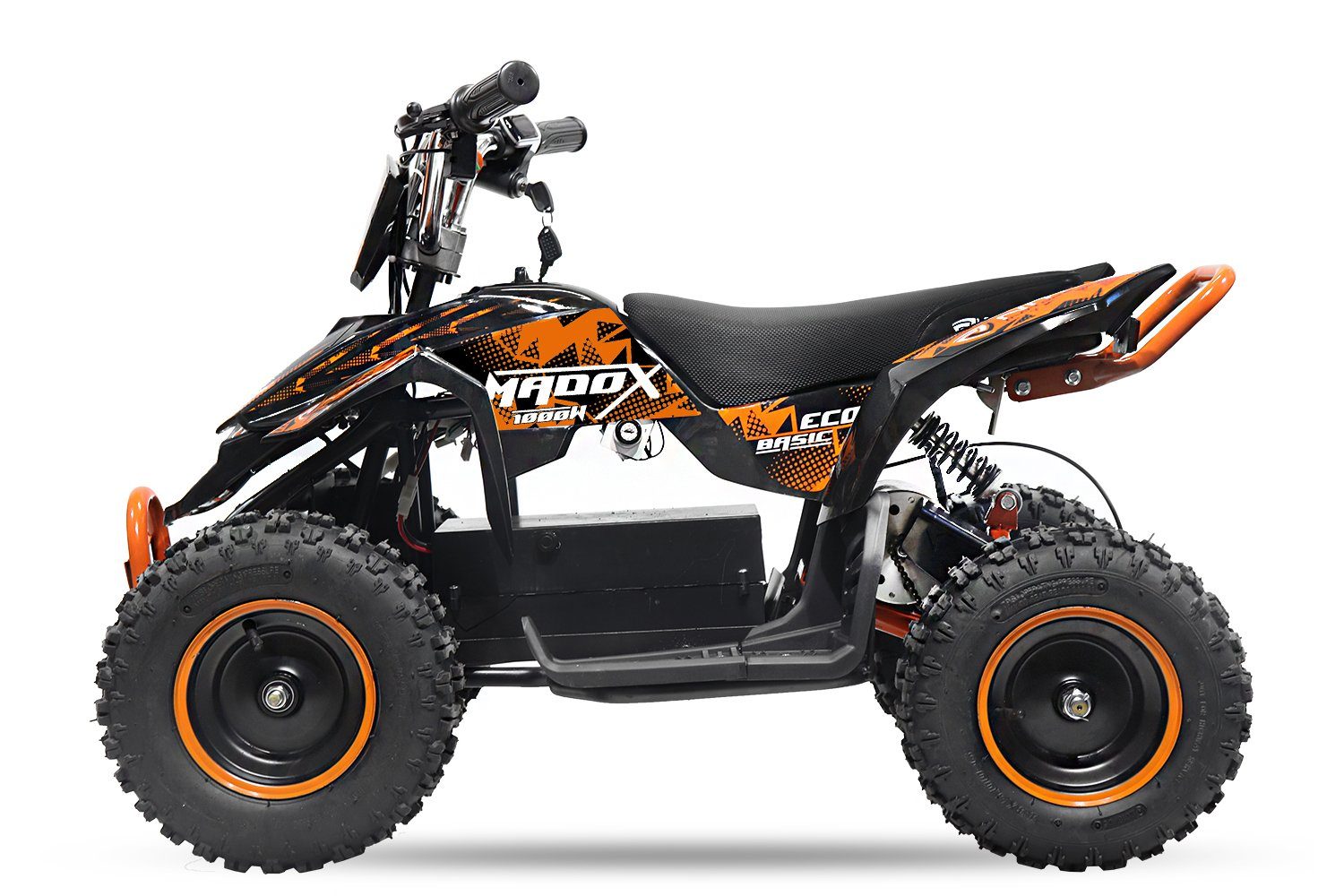 1000W Madox Nitro Motors Pocket E-Quad 6" mini Offroad Orange Kinder Kinderquad Miniquad Quad ATV