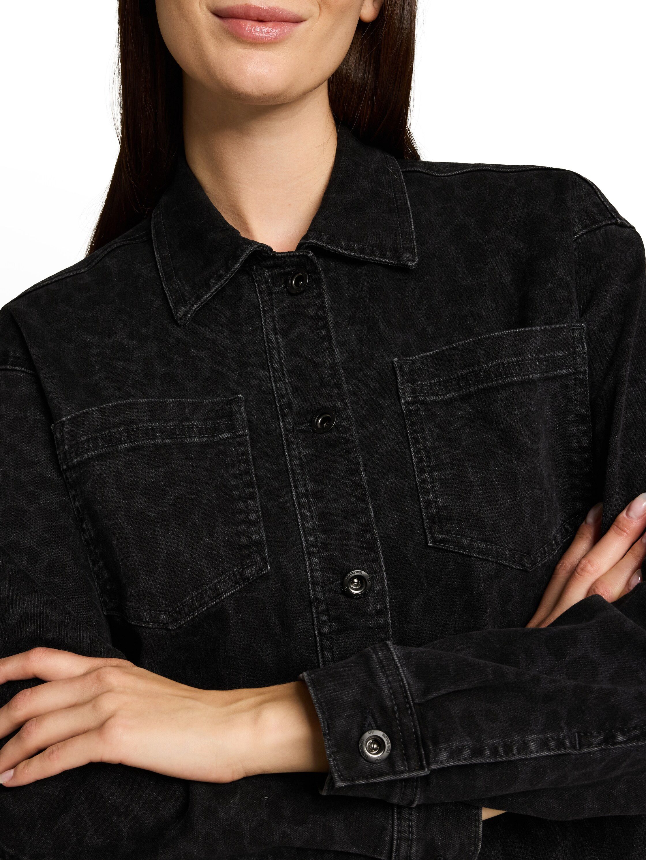 TOM TAILOR Jeansjacke Regular im Leo-Look / hemdkragen mit Knopfleiste – Bild 3 von 5