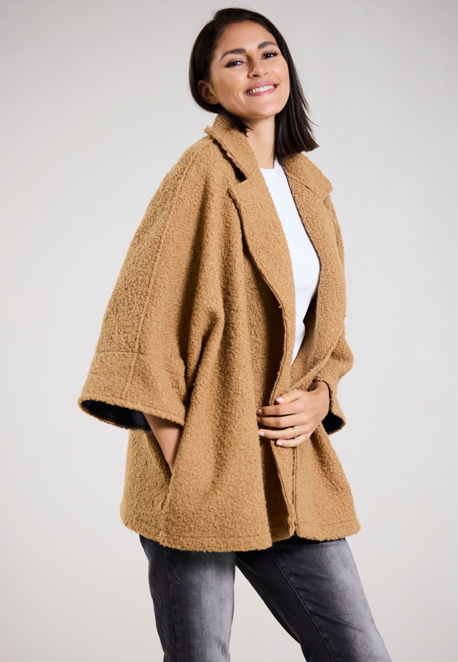 Andijamo-Fashion Bouclèjacke CITY MOOD Oversized Boucléjacke