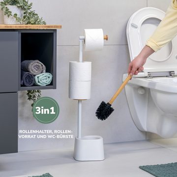 bremermann WC-Garnitur Set de Toilette 3 en 1 avec Porte-Rouleau, Brosse de Toilette