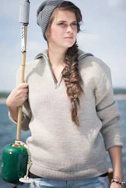 Blauer Peter Strickjacke (1-tlg) aus Merino mit Troyerkragen und Reißverschluß