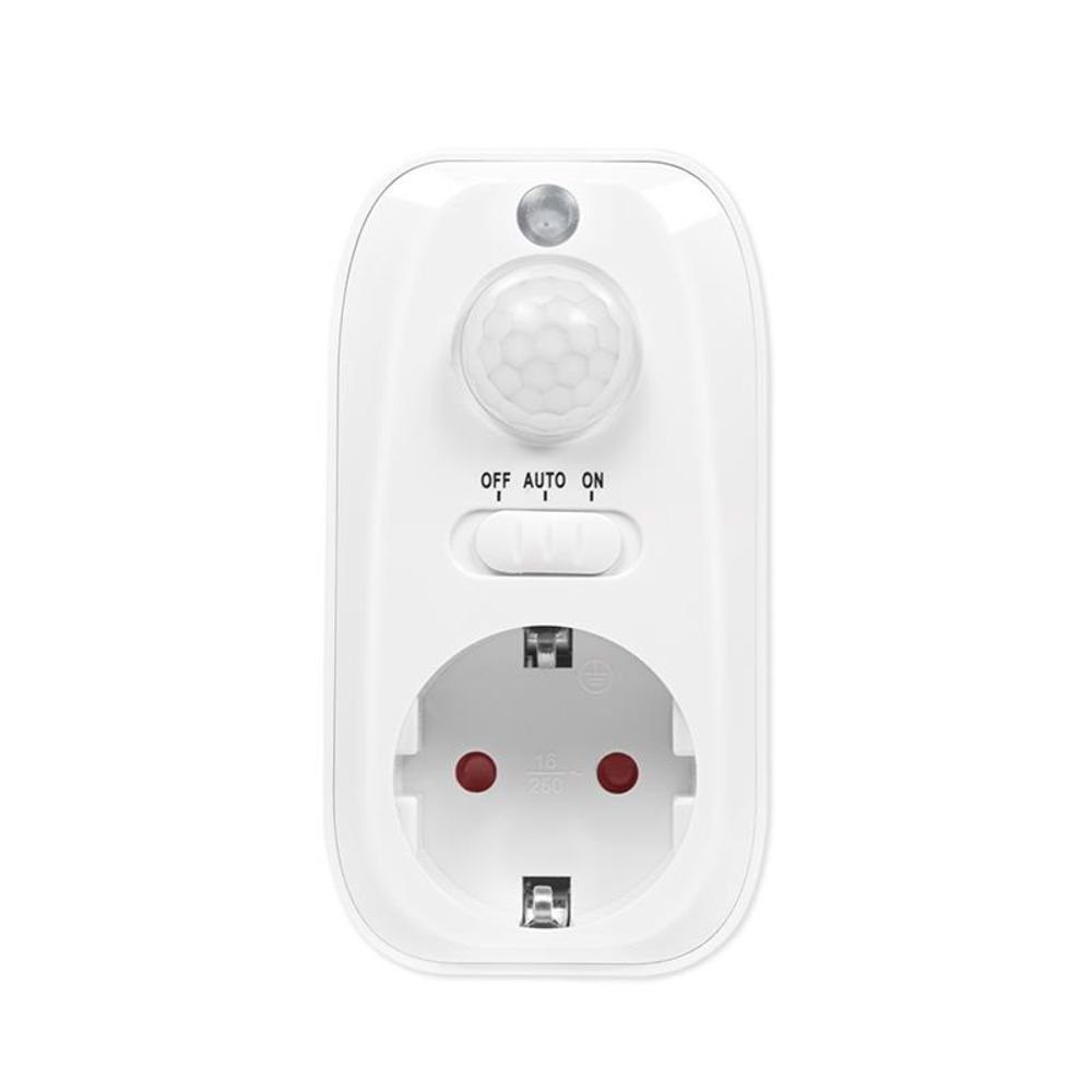 LogiLink Steckdose PA0248, 1 Steckdosenadapter, 1-St., mit Bewegungsmelder, PIR Sensor Licht Schutzkontaktbuchse für Flur Treppenhaus, weiß